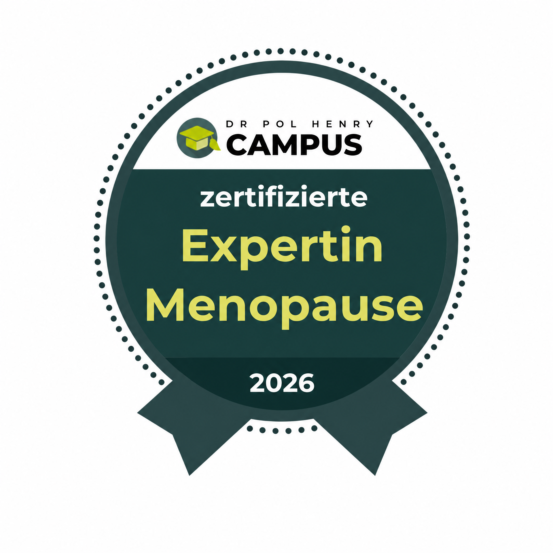 Siegel Zertifizierte Expertin Menopause 2026 von Dr. Pol Henry Campus